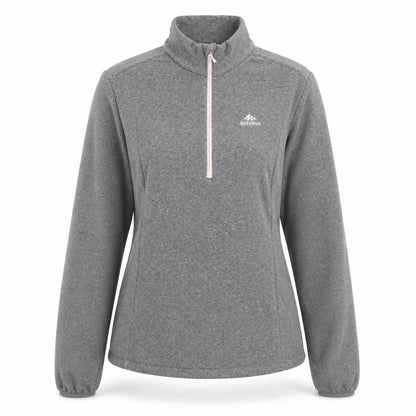 Quechua Women's Grey 1/4 Zip Fleece Pullover Sweatshirt XL