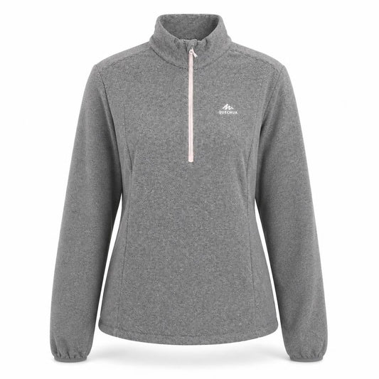 Quechua Women's Grey 1/4 Zip Fleece Pullover Sweatshirt XL