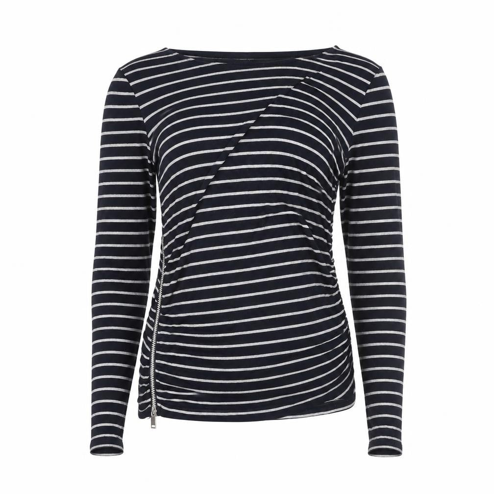 Mint Velvet Women’s Black Striped Long Sleeve Boat Neck Top Size 14