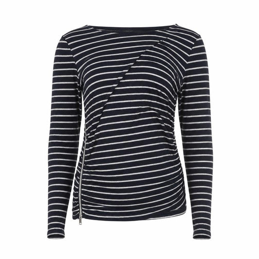 Mint Velvet Women’s Black Striped Long Sleeve Boat Neck Top Size 14