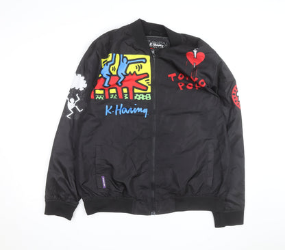 Members Only x K. Haring Men's Black L Bomber Jacket Full Zip Art Print