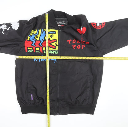 Members Only x K. Haring Men's Black L Bomber Jacket Full Zip Art Print