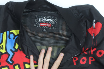 Members Only x K. Haring Men's Black L Bomber Jacket Full Zip Art Print