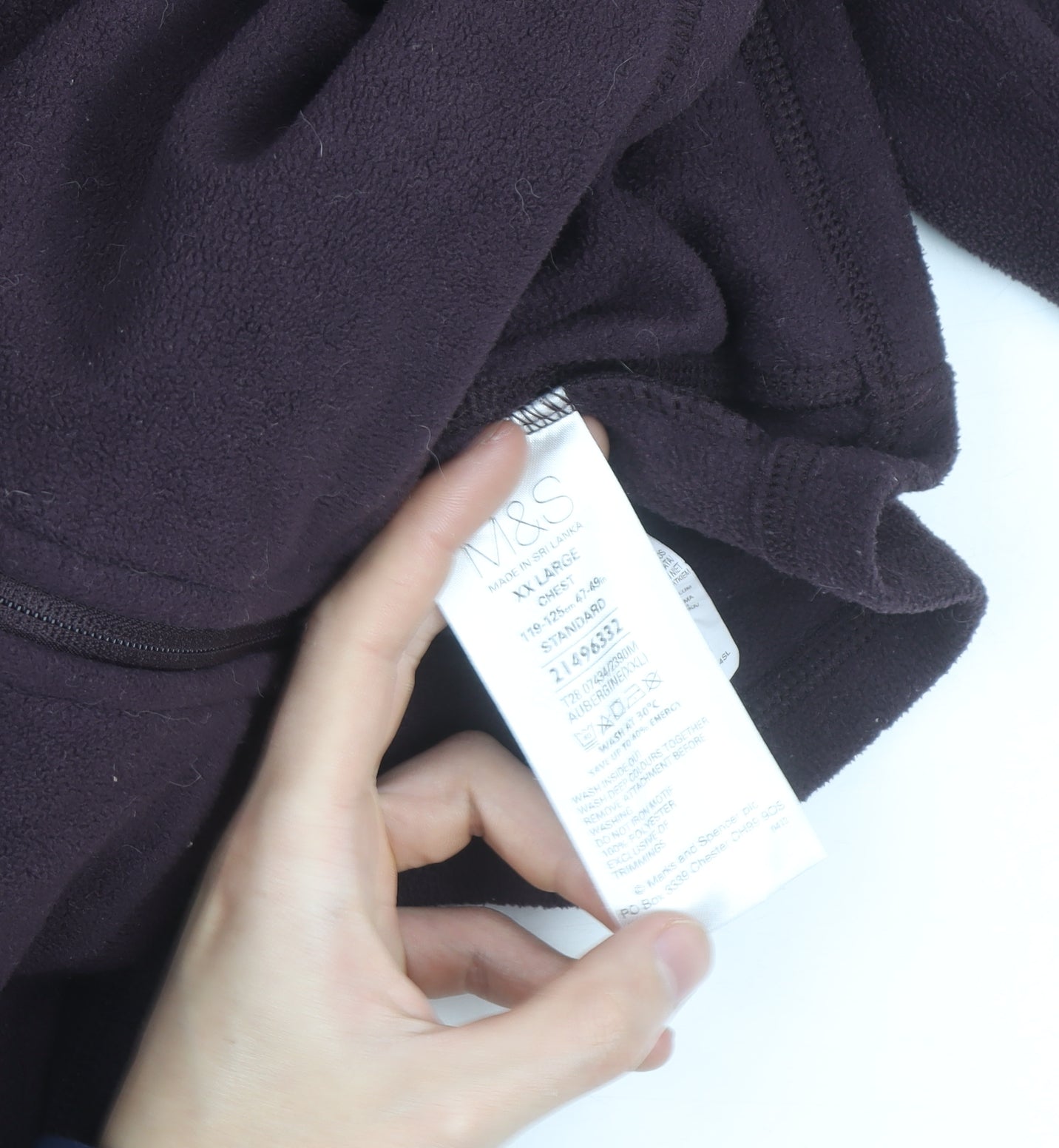 Marks and Spencer Men's Purple 2XL Fleece Full Zip Jacket
