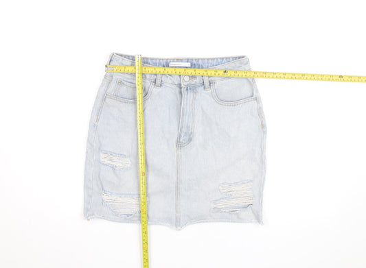 House Brand Women Blue Denim Short Skirt M Distressed Casual