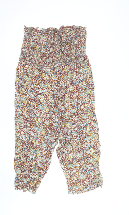 FatFace Womens Brown Paisley Harem Trousers Size 10 Elastic Waist