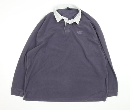 Cotton Traders Men’s Grey Collared Fleece Rugby Jumper 2XL
