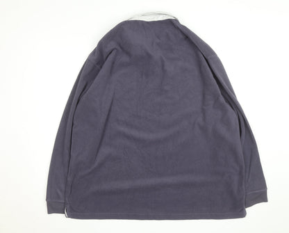 Cotton Traders Men’s Grey Collared Fleece Rugby Jumper 2XL