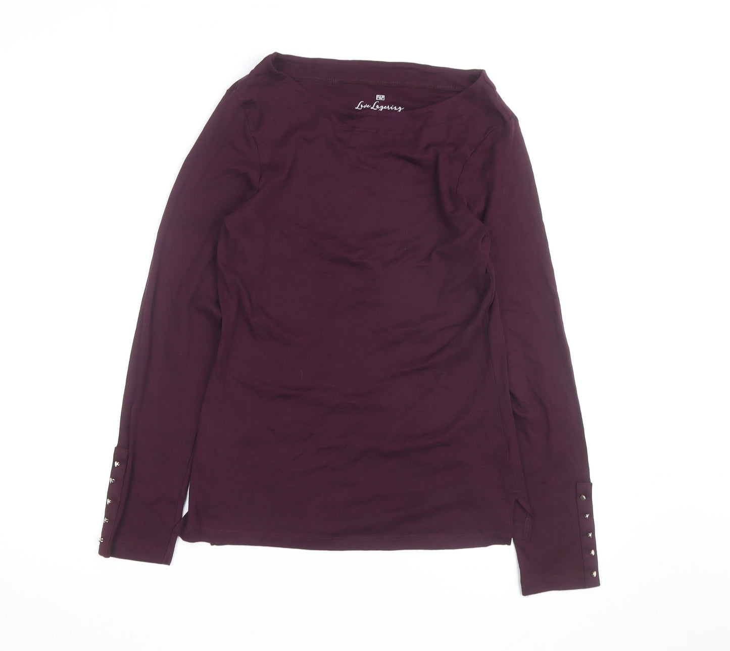 F&F Women Purple Long Sleeve Cotton Boat Neck Top Size 16