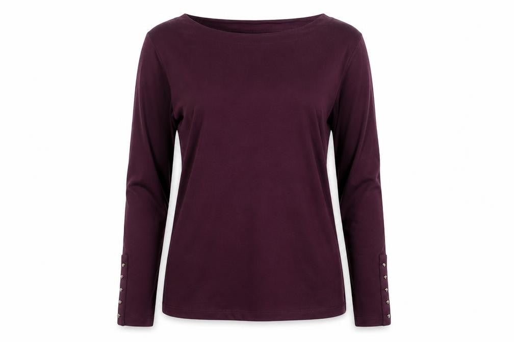 F&F Women Purple Long Sleeve Cotton Boat Neck Top Size 16