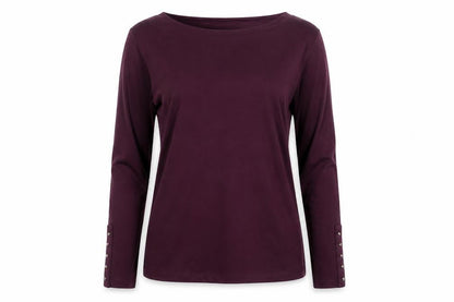 F&F Women Purple Long Sleeve Cotton Boat Neck Top Size 16