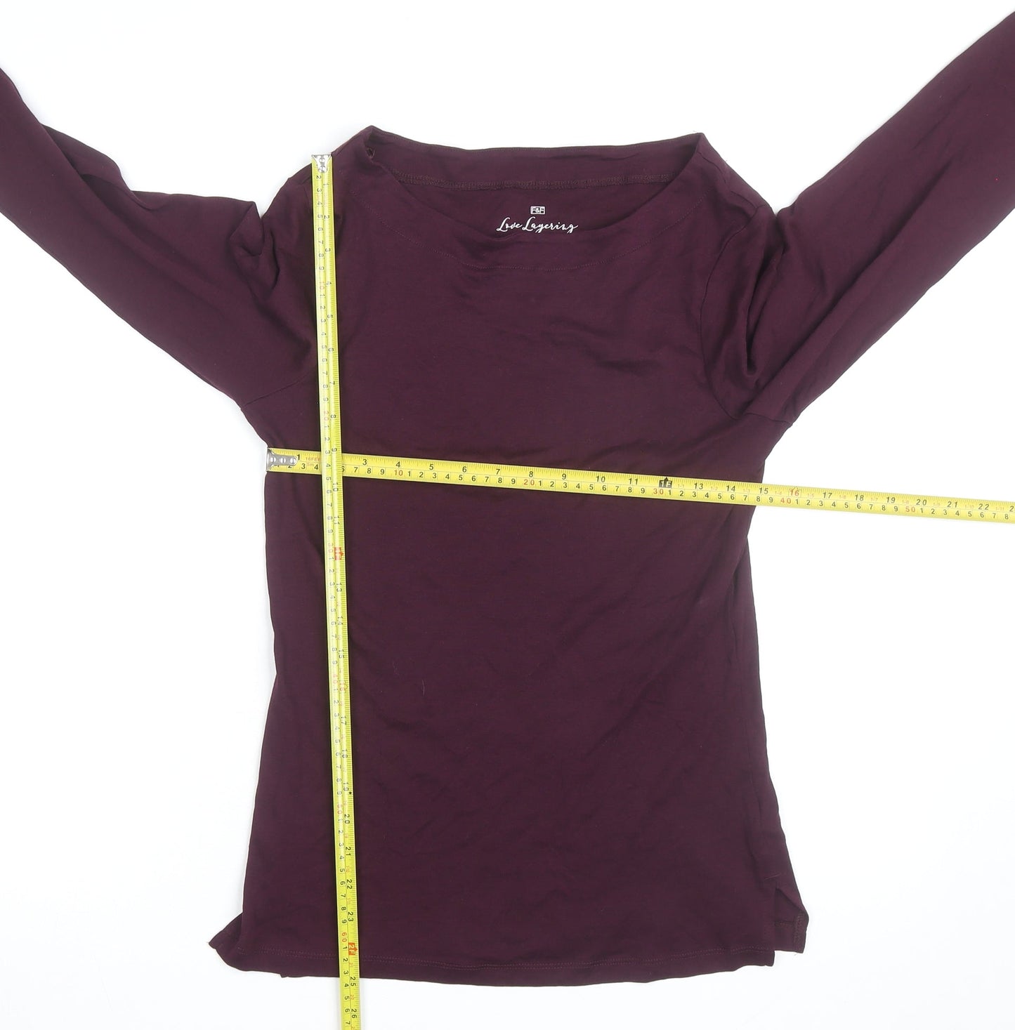 F&F Women Purple Long Sleeve Cotton Boat Neck Top Size 16
