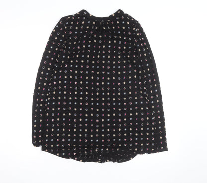 Monsoon Women’s Black Polka Dot Long Sleeve Tunic Blouse Size 12