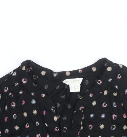 Monsoon Women’s Black Polka Dot Long Sleeve Tunic Blouse Size 12