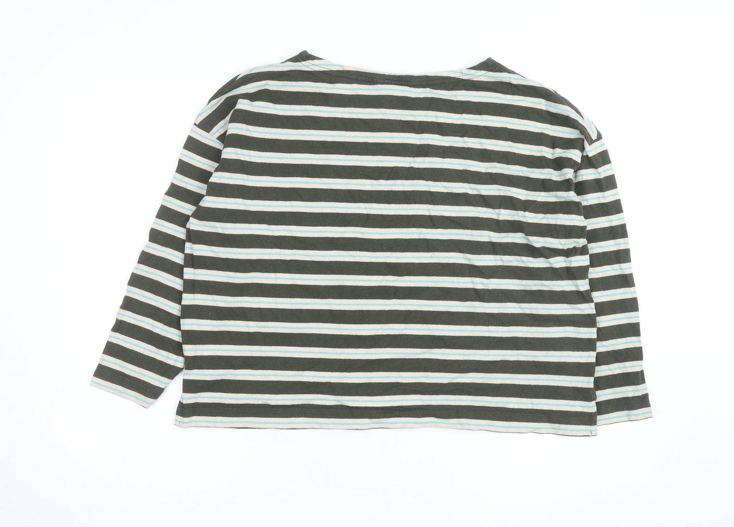 TOAST Women's Green Striped Long Sleeve Cotton Jersey T-Shirt L