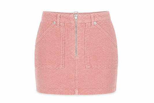 Topshop Women Pink Corduroy Short Skirt Size 6 High Rise Zip
