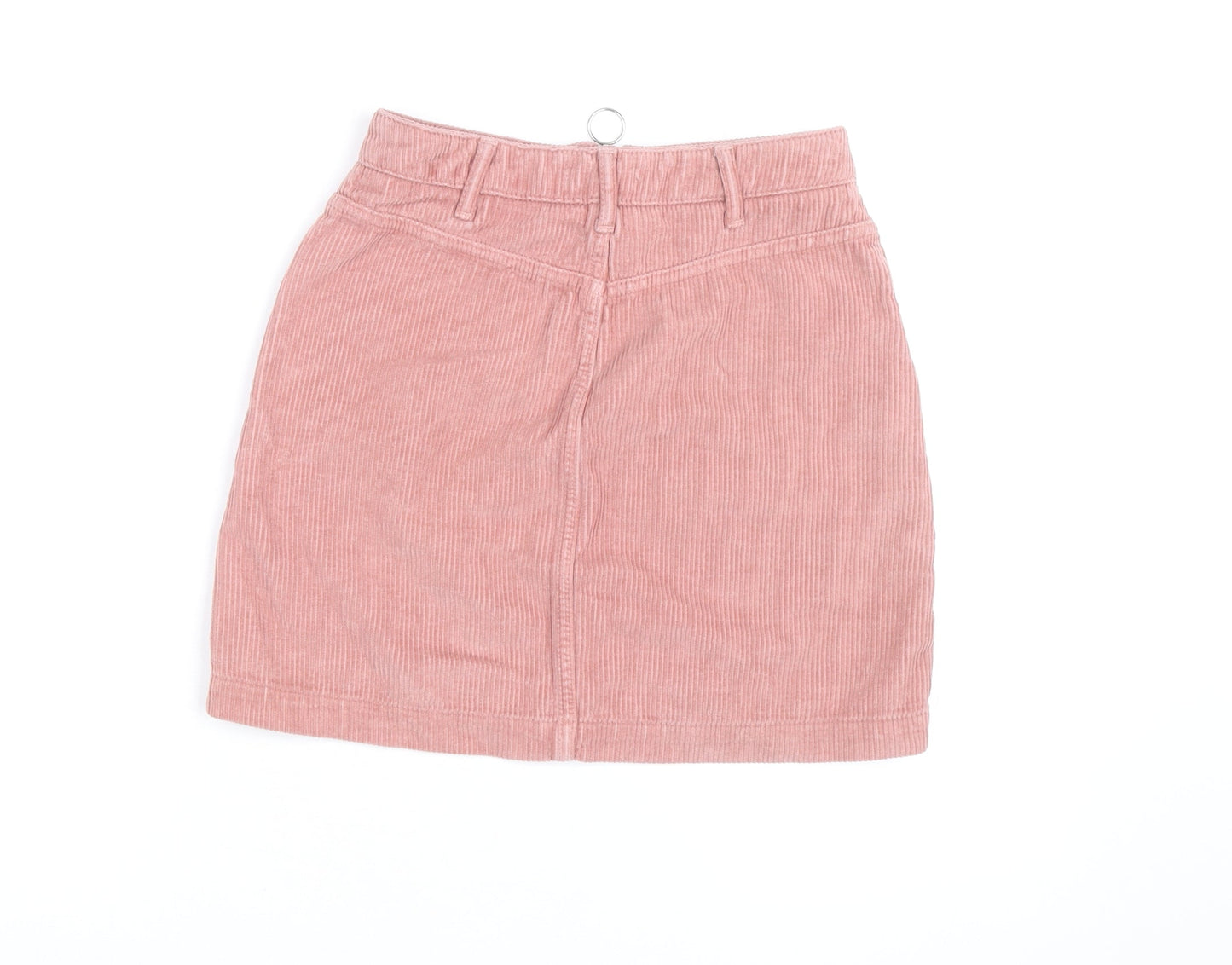 Topshop Women Pink Corduroy Short Skirt Size 6 High Rise Zip