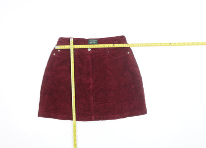 Hobbs Women Red Corduroy A-Line Short Skirt Size 12