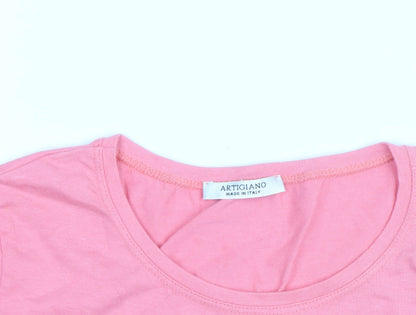 Artigiano Women Pink Long Sleeve Basic Jersey T-Shirt Size 10