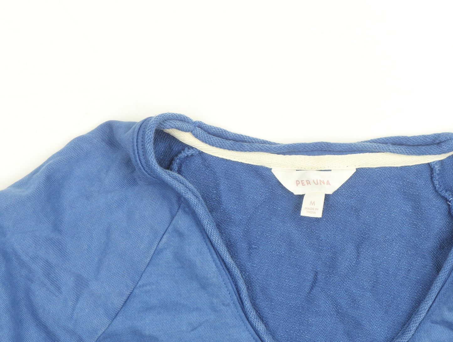 Marks and Spencer Per Una Blue Cotton Modal V-Neck Polo M