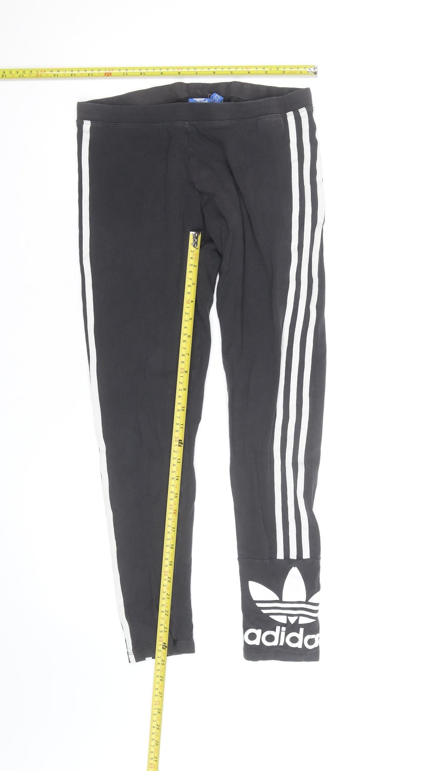 Adidas Girls Black Leggings 9-10 Years Skinny Stripe Sportswear