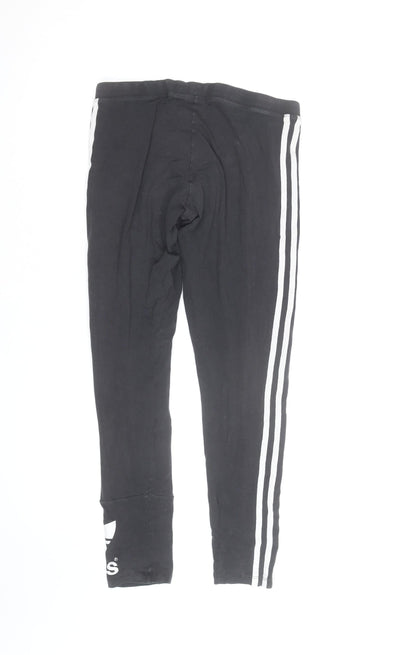 Adidas Girls Black Leggings 9-10 Years Skinny Stripe Sportswear