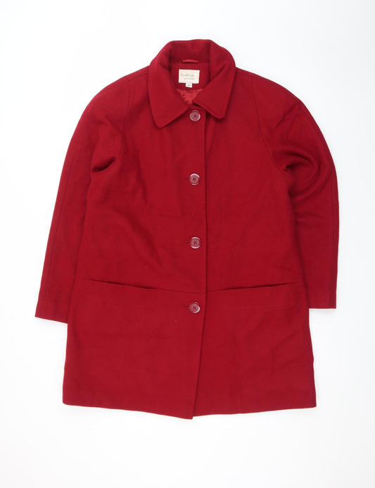 Tradition Petite Women's Red Wool Blend Mid-Length Coat Size 10