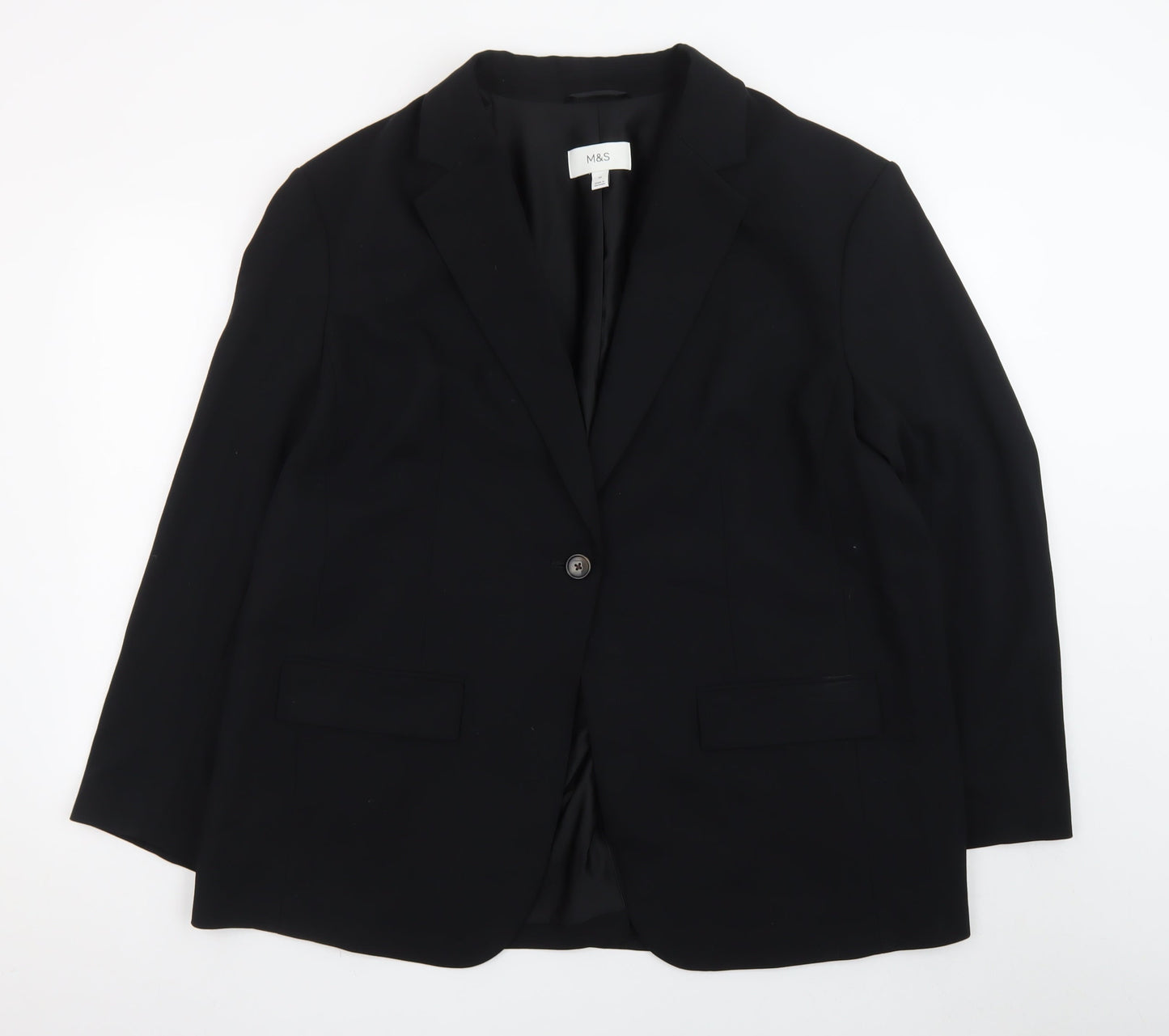 Marks and Spencer Women's Black Regular Fit One-Button Blazer Size 20