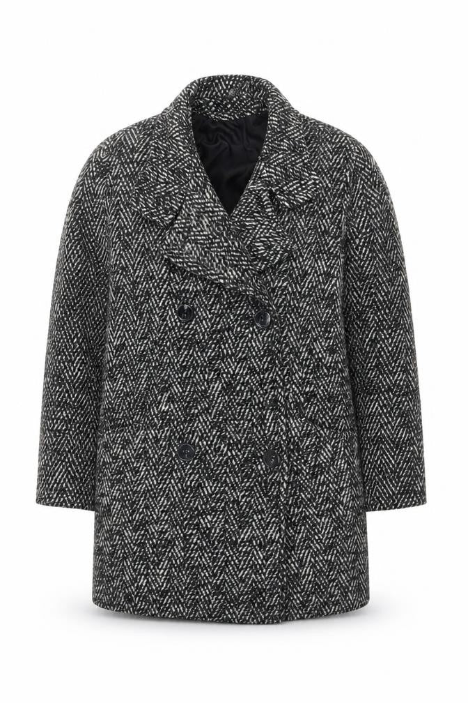 House of Fraser Womens Grey Wool Blend Herringbone Overcoat Size 10