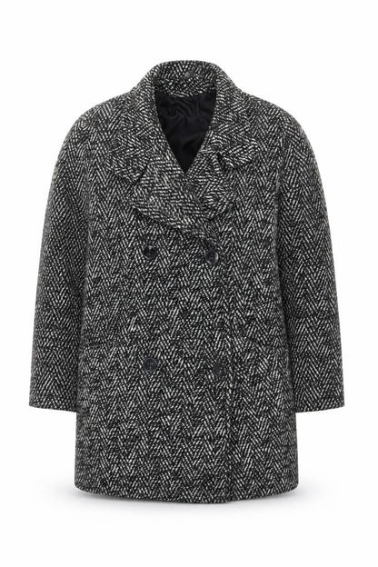 House of Fraser Womens Grey Wool Blend Herringbone Overcoat Size 10