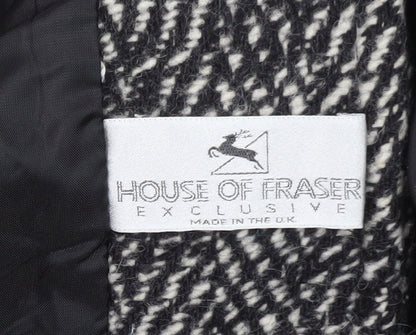 House of Fraser Womens Grey Wool Blend Herringbone Overcoat Size 10