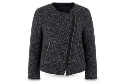 Almost Famous Women’s Grey Herringbone Biker Jacket Size 14
