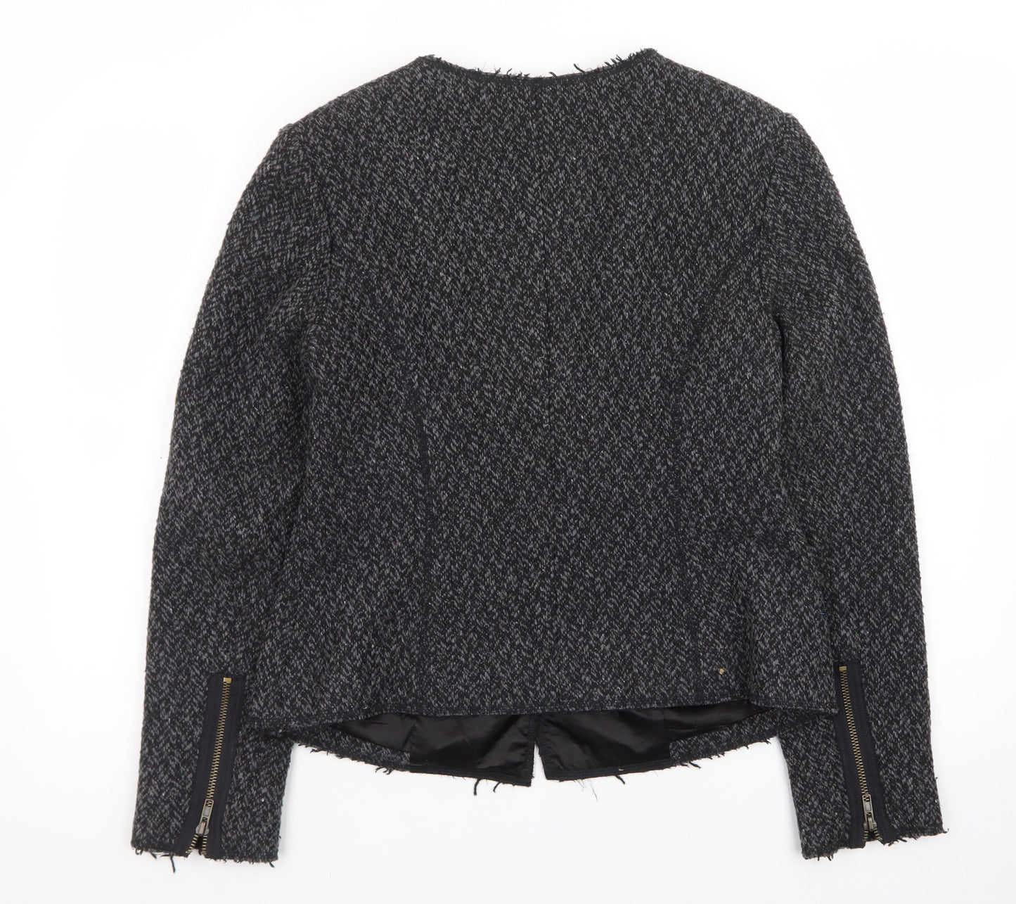 Almost Famous Women’s Grey Herringbone Biker Jacket Size 14