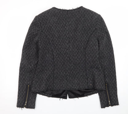 Almost Famous Women’s Grey Herringbone Biker Jacket Size 14