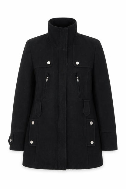 Canda Women’s Black Wool Blend Mid-Length Overcoat Size 12