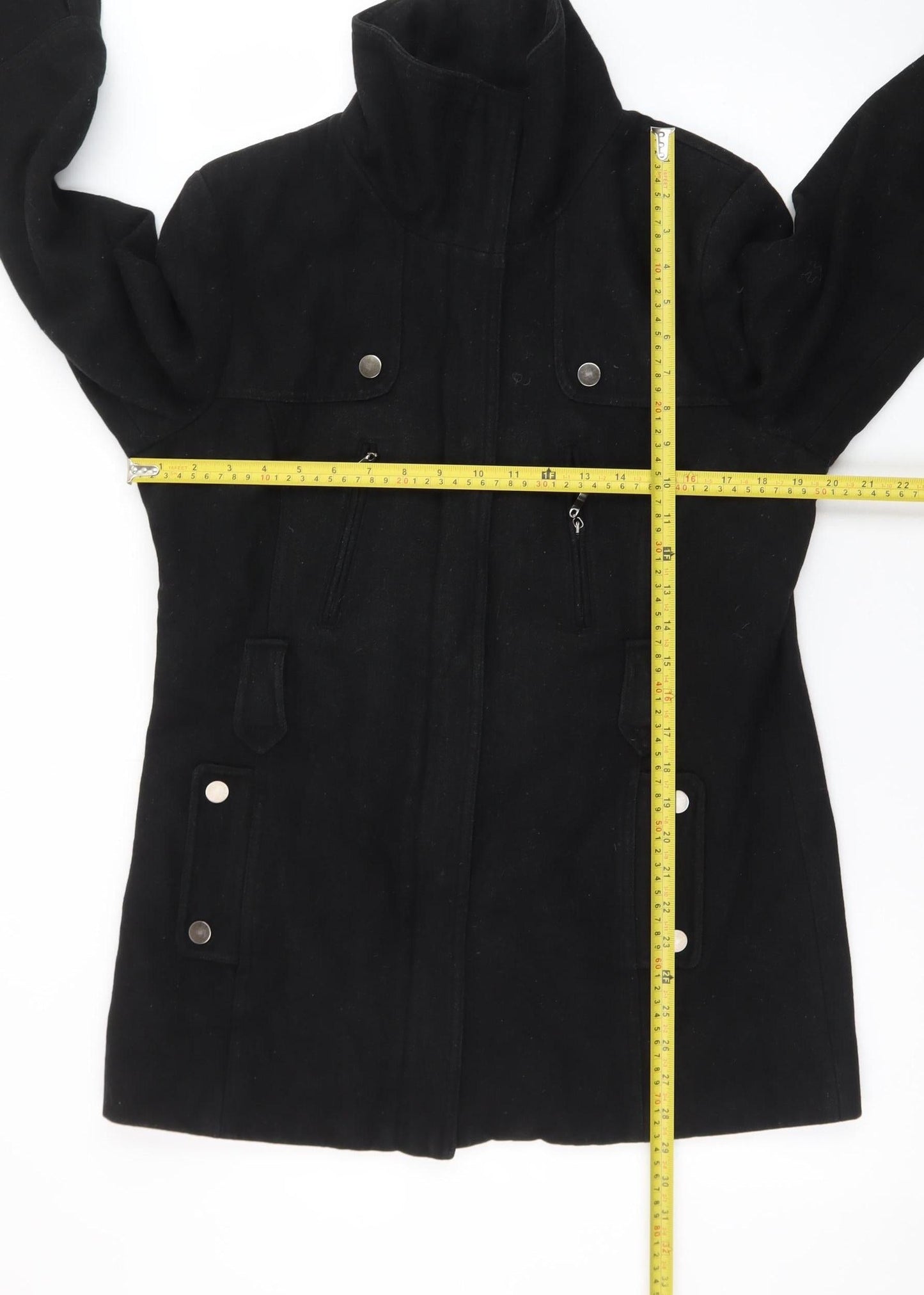 Canda Women’s Black Wool Blend Mid-Length Overcoat Size 12