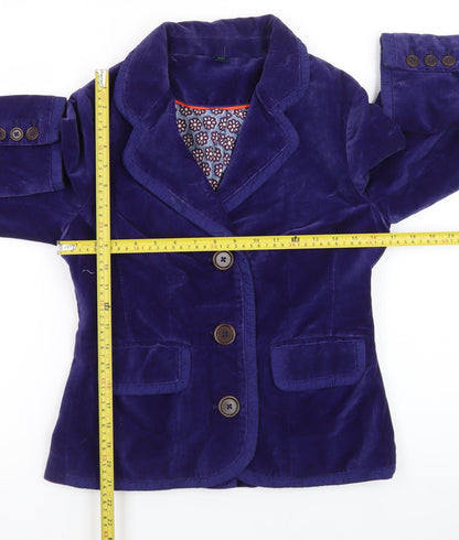 Boden Women's Blue Velvet Tailored Blazer Jacket UK 10