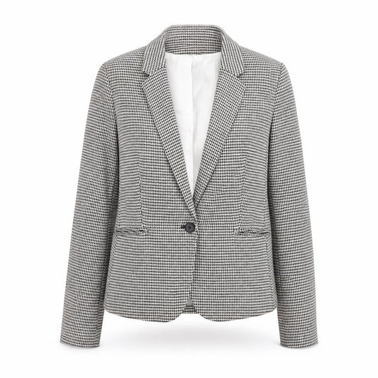 H&M Women's Black White Houndstooth Blazer UK 14 Tailored Jacket