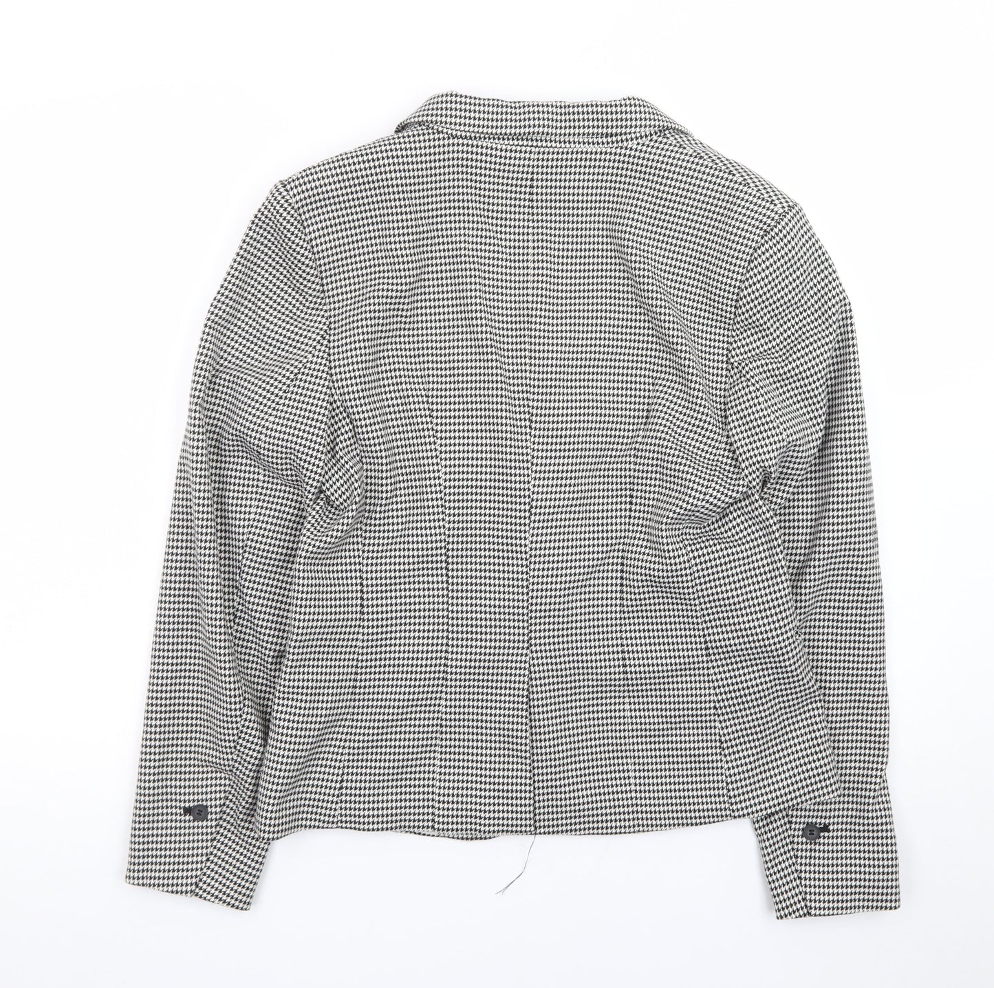 H&M Women's Black White Houndstooth Blazer UK 14 Tailored Jacket