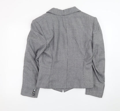Windsmoor Women's Grey Checked Wool Blend Single-Breasted Blazer Size 14
