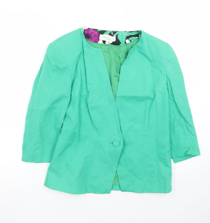 Laura Ashley Women’s Green Silk Blend Blazer UK 10 Classic Fit