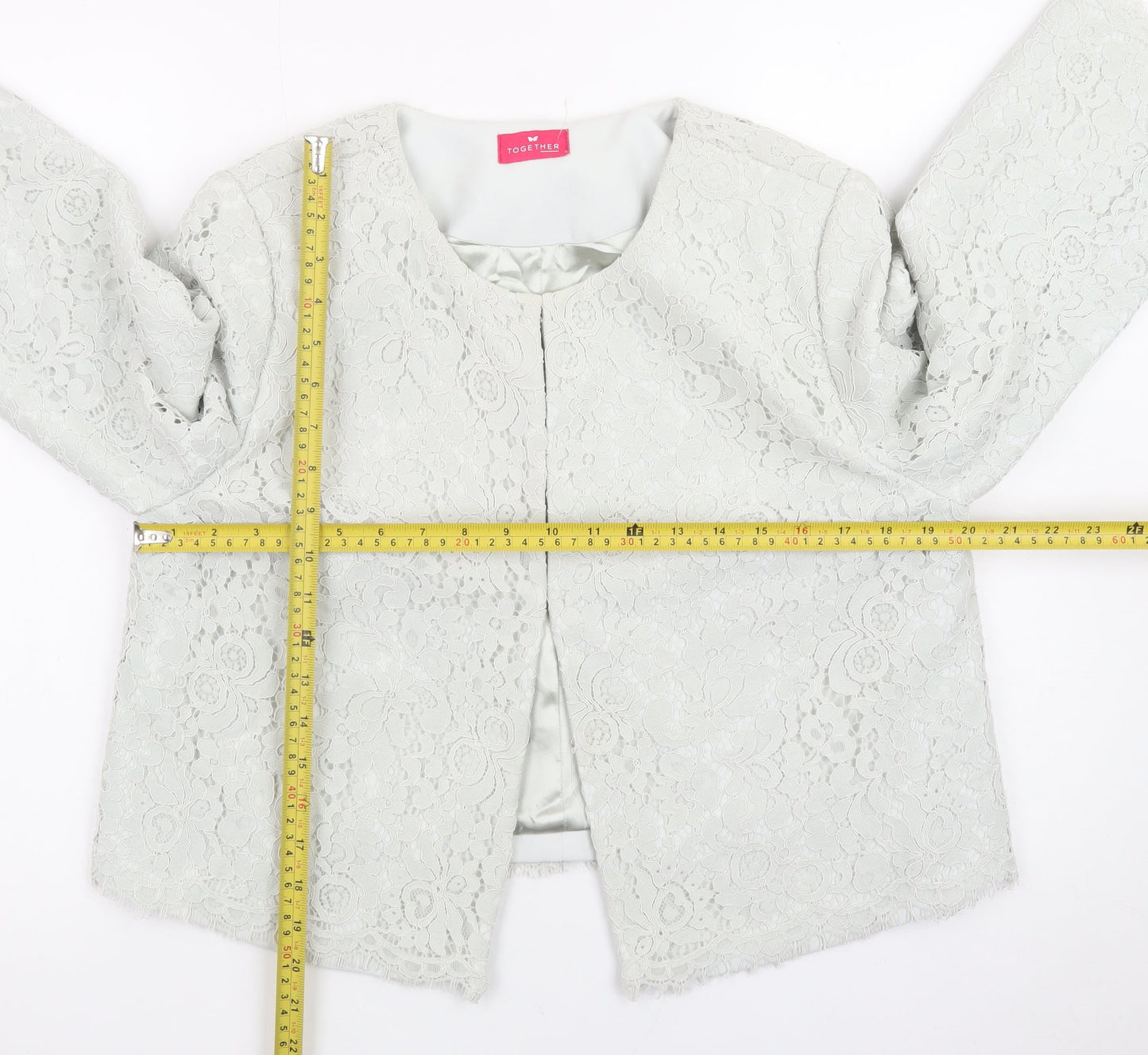 Together Women’s Ivory Lace Suit Jacket UK 14 Cropped Lined Blazer