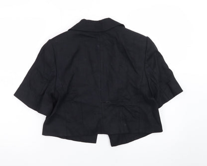 Marks and Spencer Womens Black Linen Blend Cropped Suit Jacket Size 12