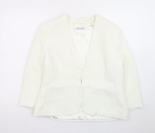 David Nieper Womens Ivory Shawl Collar Blazer Jacket UK 16