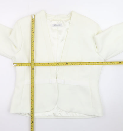 David Nieper Womens Ivory Shawl Collar Blazer Jacket UK 16