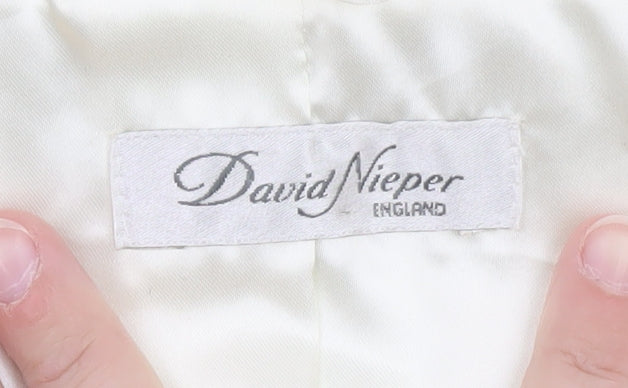 David Nieper Womens Ivory Shawl Collar Blazer Jacket UK 16