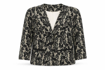 Viyella Womens Black Lace Patterned Suit Jacket UK 10 Classic Fit