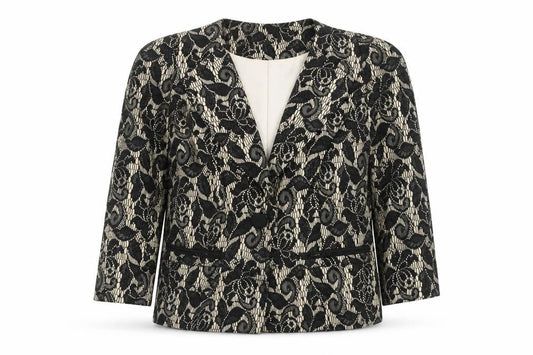 Viyella Womens Black Lace Patterned Suit Jacket UK 10 Classic Fit