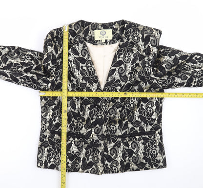 Viyella Womens Black Lace Patterned Suit Jacket UK 10 Classic Fit