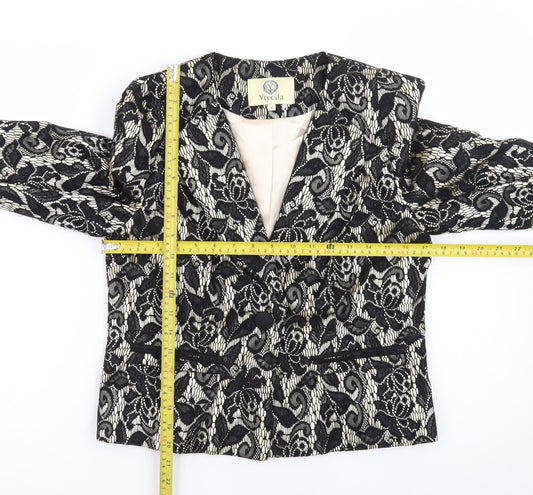 Viyella Womens Black Lace Patterned Suit Jacket UK 10 Classic Fit